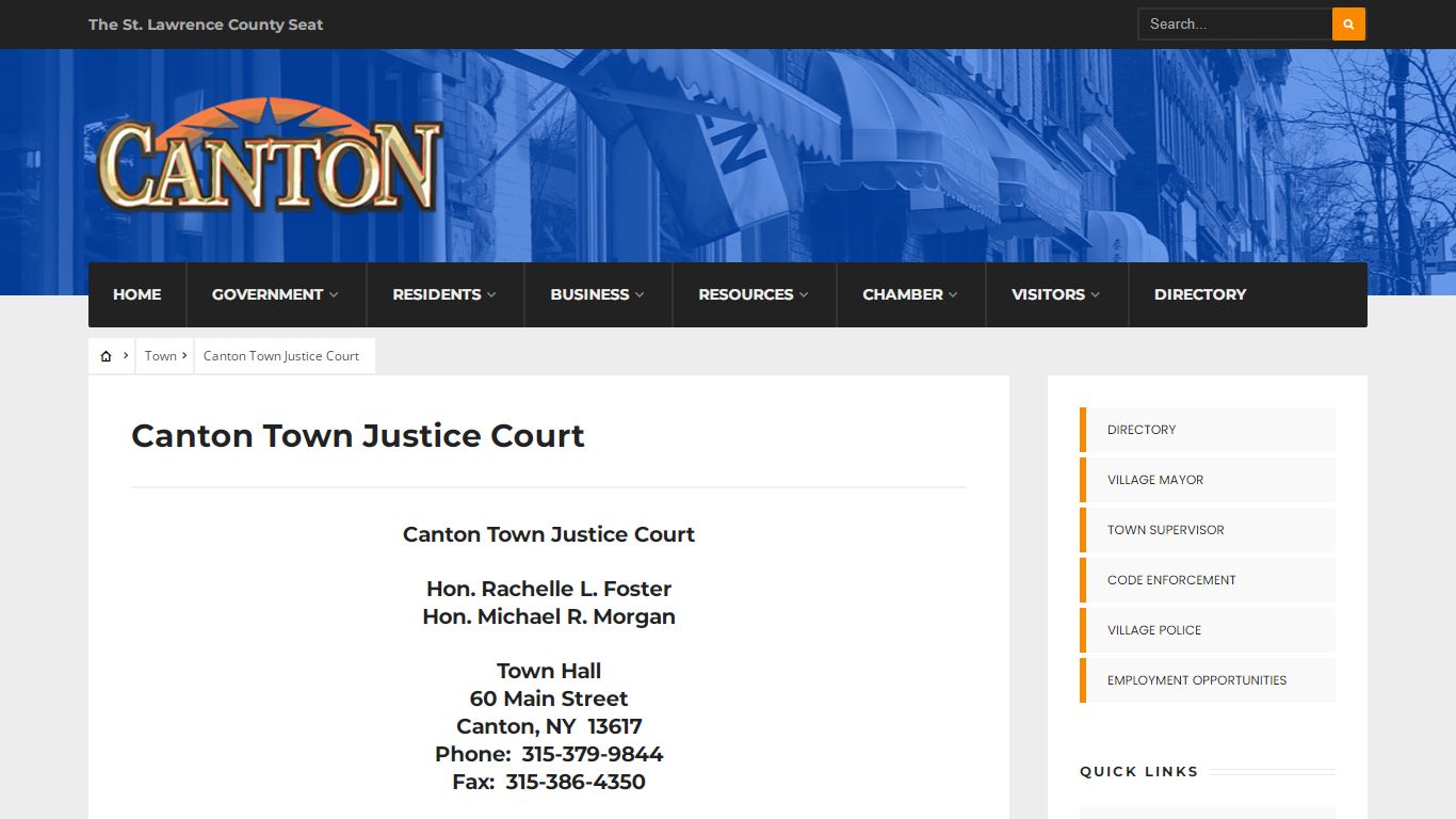 Canton Town Justice Court – Town and Village of Canton, New York